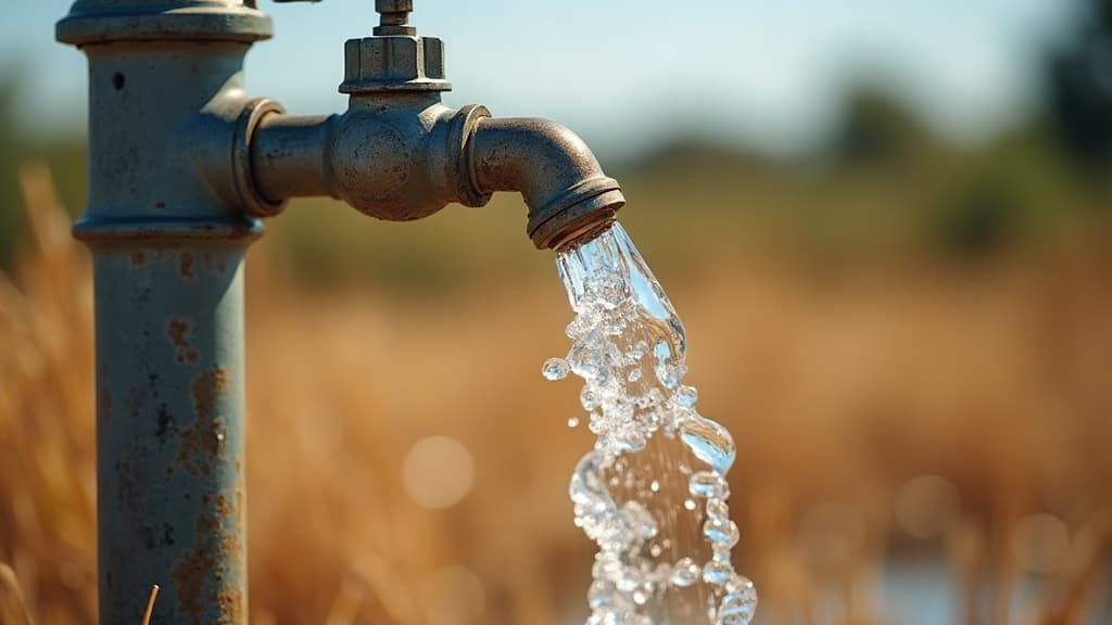 Clean water flowing from a well pump